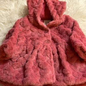 NWT First Impressions for Macys baby girl faux fur rustic rose button jacket